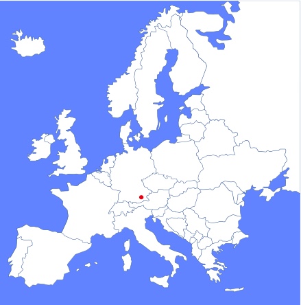 Europa-Karte mit markiertem Chiemgau